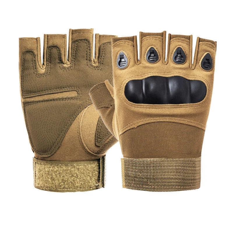 Tactical Hard Knuckle Half-Finger Gloves Men's Combat Hunting Shooting Paintball Duty - Fingerless