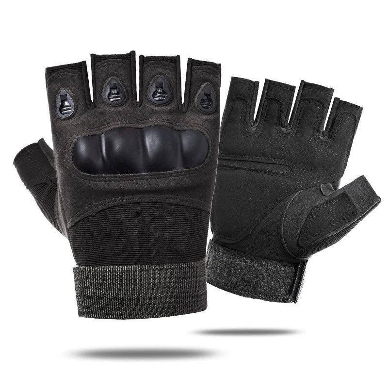 Tactical Hard Knuckle Half-Finger Gloves Men's Combat Hunting Shooting Paintball Duty - Fingerless