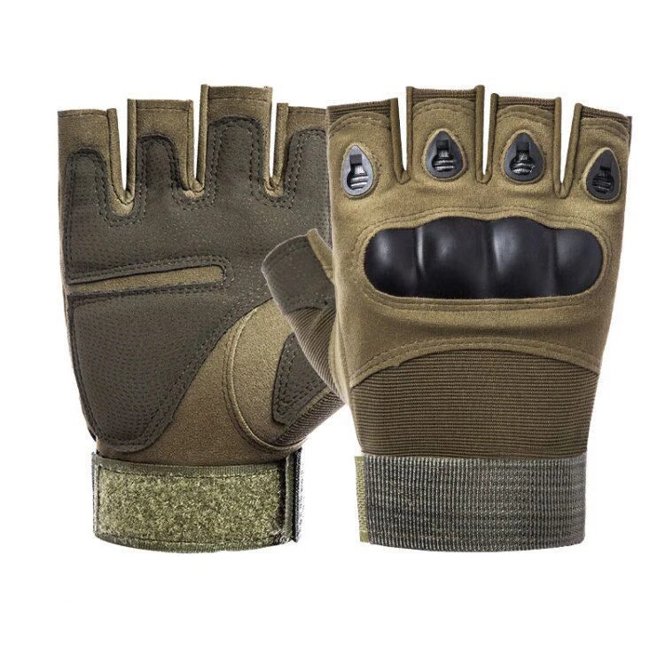 Tactical Hard Knuckle Half-Finger Gloves Men's Combat Hunting Shooting Paintball Duty - Fingerless