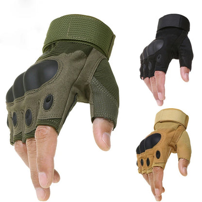 Tactical Hard Knuckle Half-Finger Gloves Men's Combat Hunting Shooting Paintball Duty - Fingerless